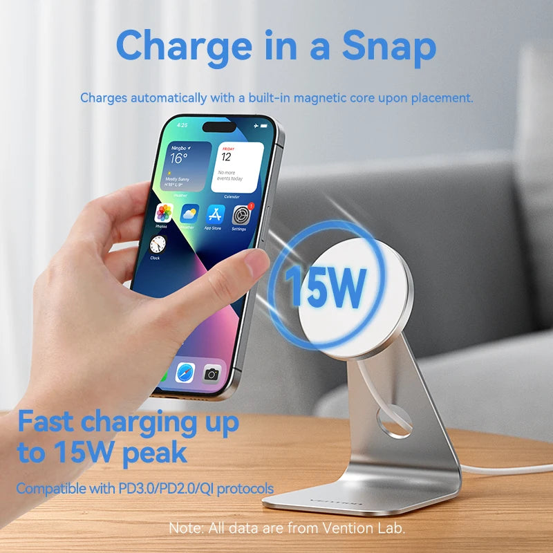 Magnetic Wireless Charger for iPhone 15W Fast Charge with 1M Cable Tidesmit