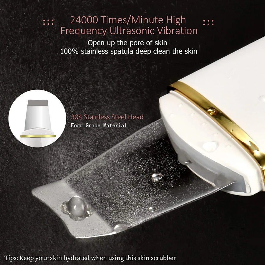 Ultrasonic Skin Scrubber - Professional Deep Pore Cleansing Facial Tool Scrubs Treatments Tidesmit