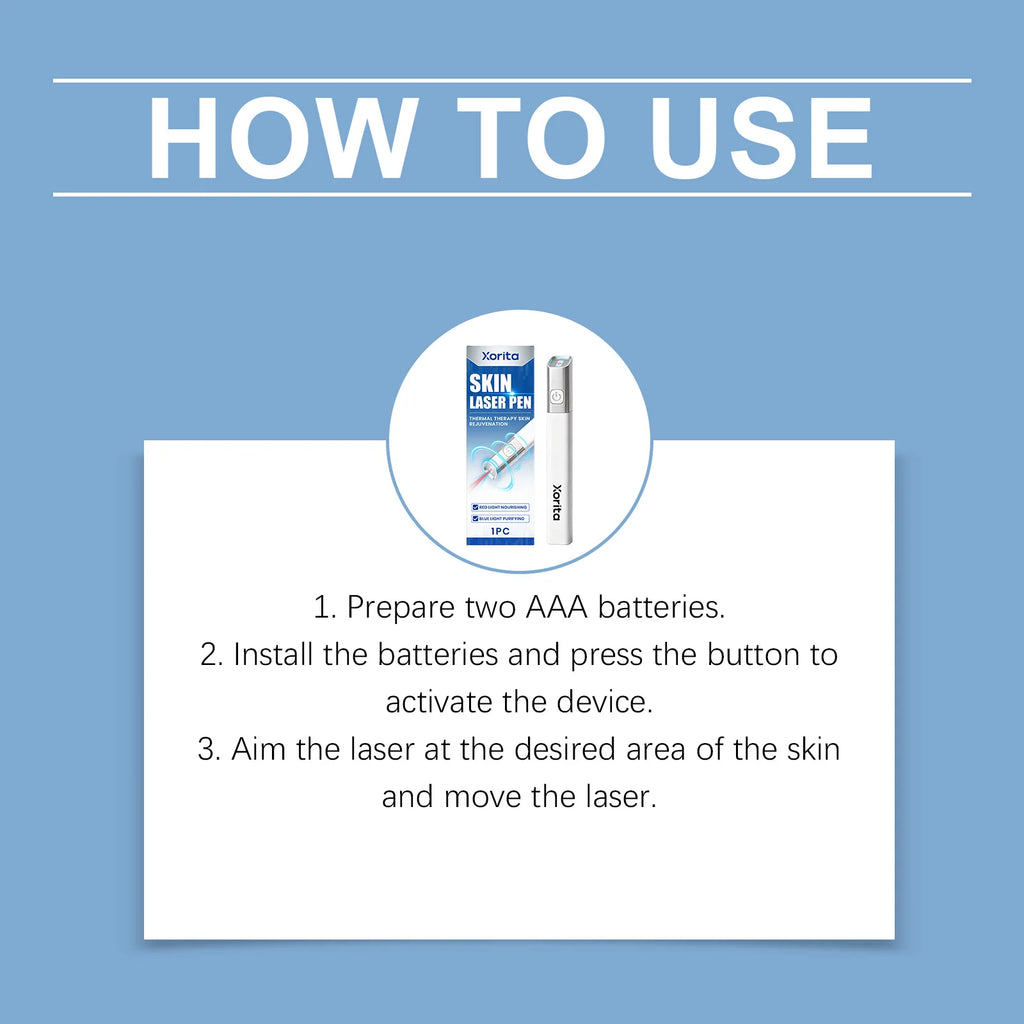 Instructions for Xorita laser plasma pen for skin tag, freckle, and mole removal with white handheld device.