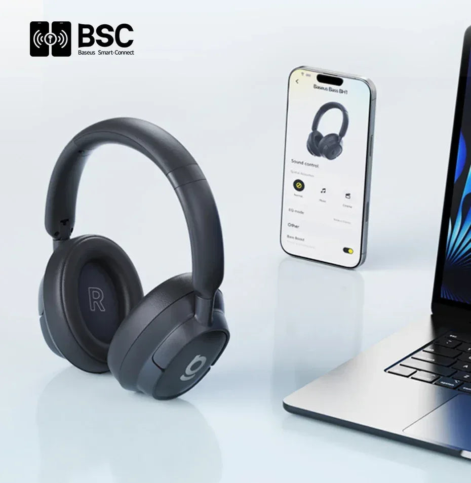 Wireless Over-Ear Headphones - 80 Hour Battery - Tidesmit Grey Tidesmit