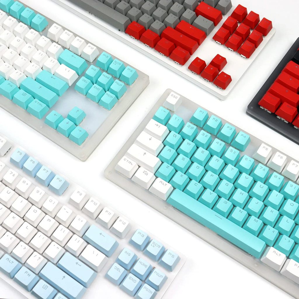 104 Key OEM Backlit Keycaps Set ABS Keycaps Double Shot Cyan White Key Caps for Mx Cherry Gateron Switch Mechanical Keyboard Kit