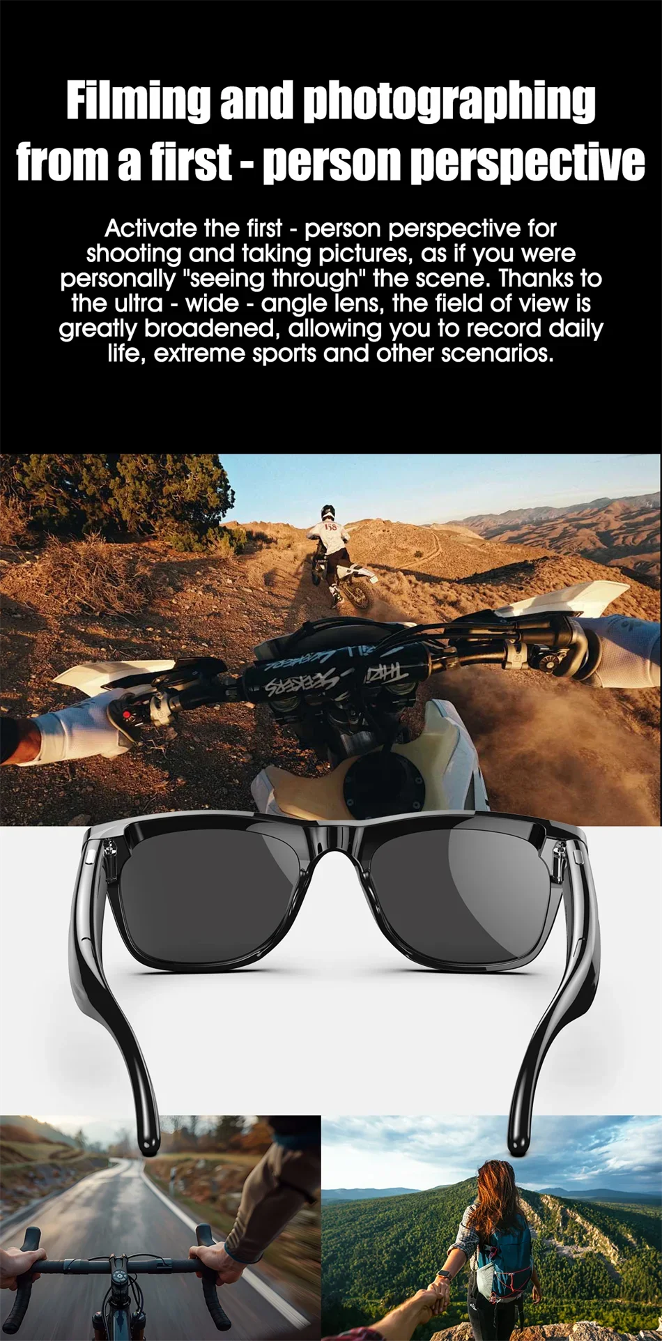 Smart Glasses with AI Camera and 1080P HD Bluetooth Audio Tidesmit