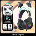 Gaming Headset with Mic - Wired RGB Over-Ear Headphones by Tidesmit Black with Cat Ear Tidesmit