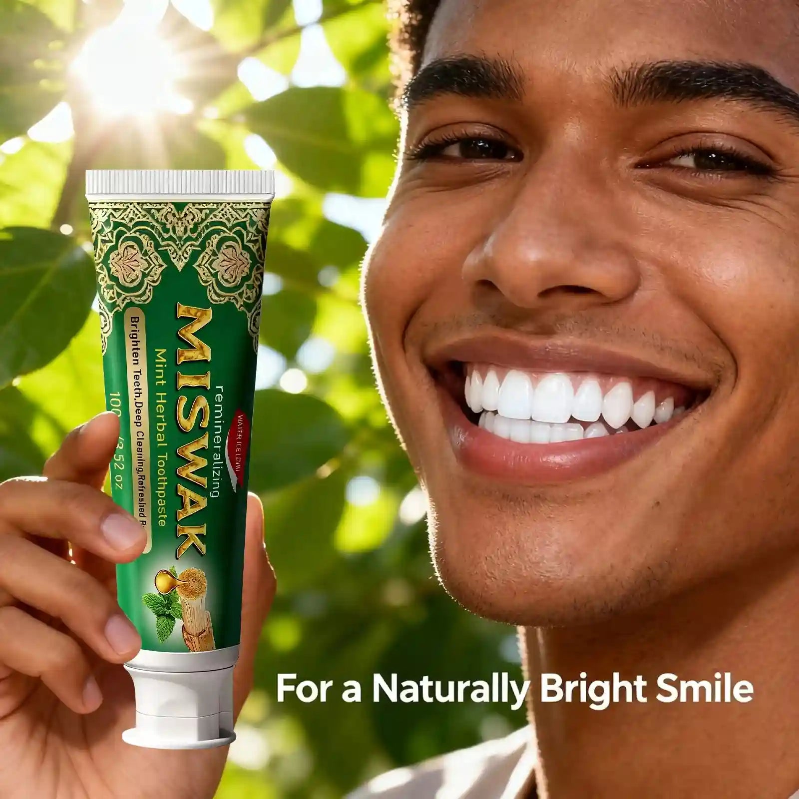 Tidesmit Miswak Remineralizing Mint Toothpaste for deep cleansing, teeth whitening, and fresh breath.