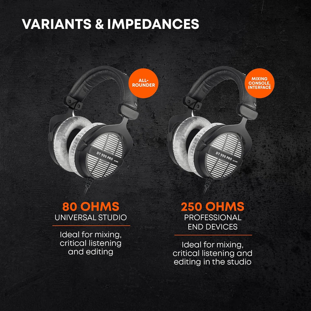 DT 990 Pro Open Back Studio Headphones - 250 Ohm Black Edition Tidesmit