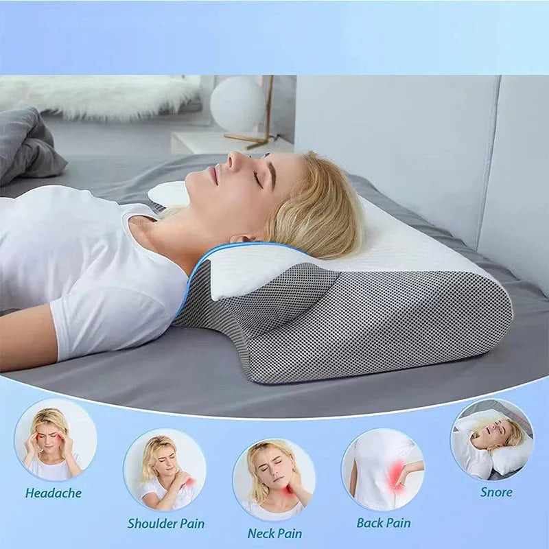 Memory Foam Ergonomic Pillow for Neck Support - High Density Foam Massage Cushion Tidesmit