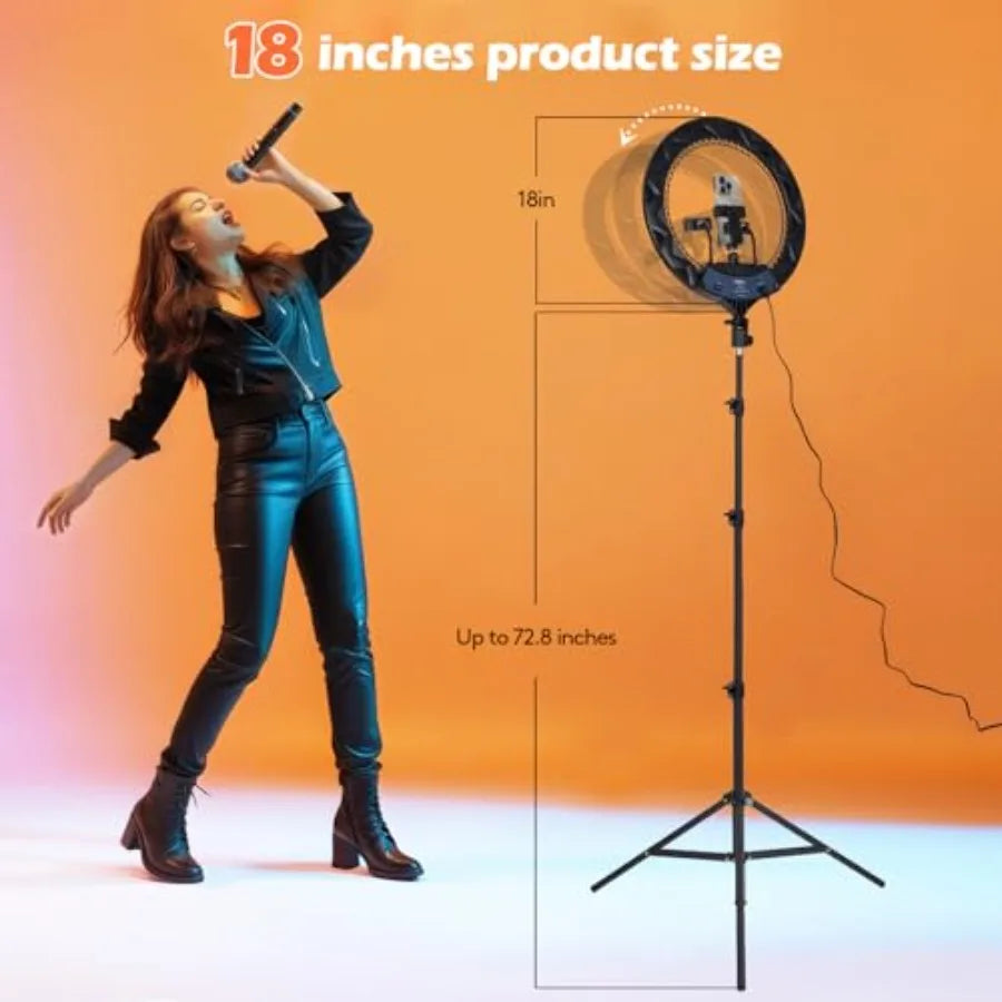 18 Inch LED Ring Light with Tripod for Professional Content Creation Tidesmit