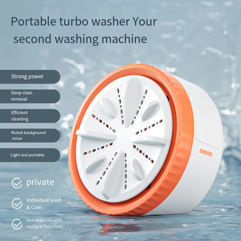 Tidesmit portable USB ultrasonic mini washing machine demonstrating turbo rotating cleaning action for travel
