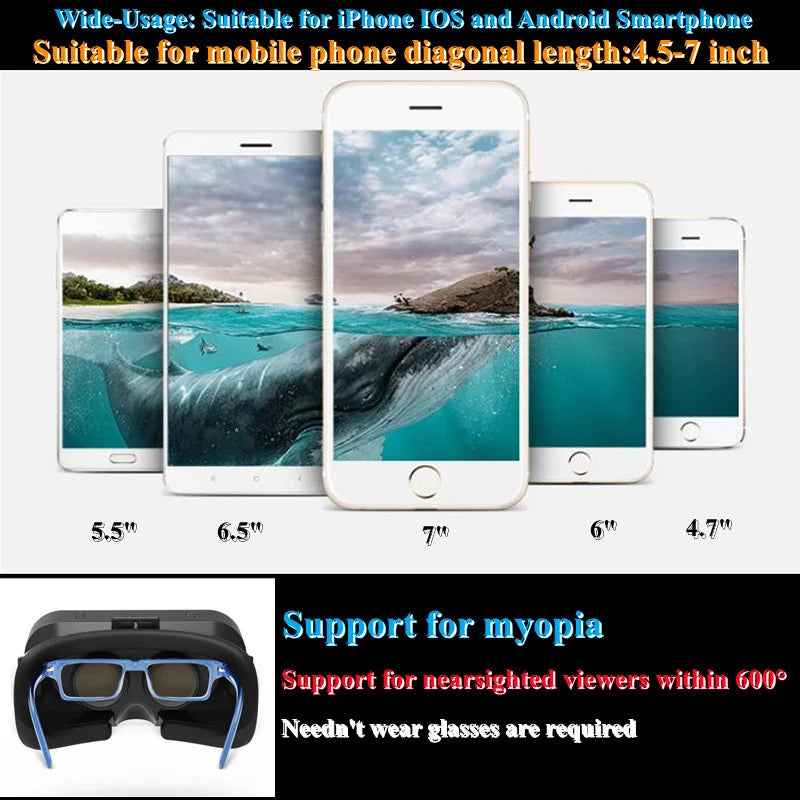 VR Headset for Smartphones - Lightweight Immersive Mobile VR Glasses Tidesmit
