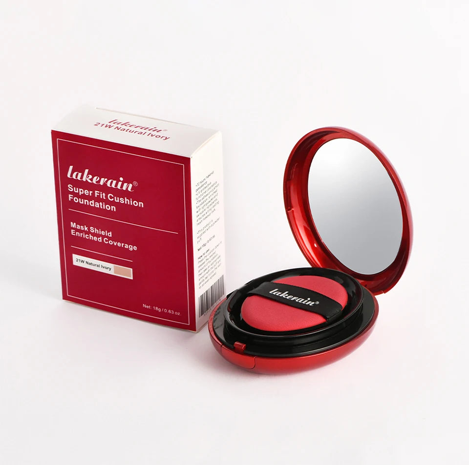 Tidesmit Lakerain waterproof sunscreen cushion foundation texture close-up for full coverage semi-matte face makeup