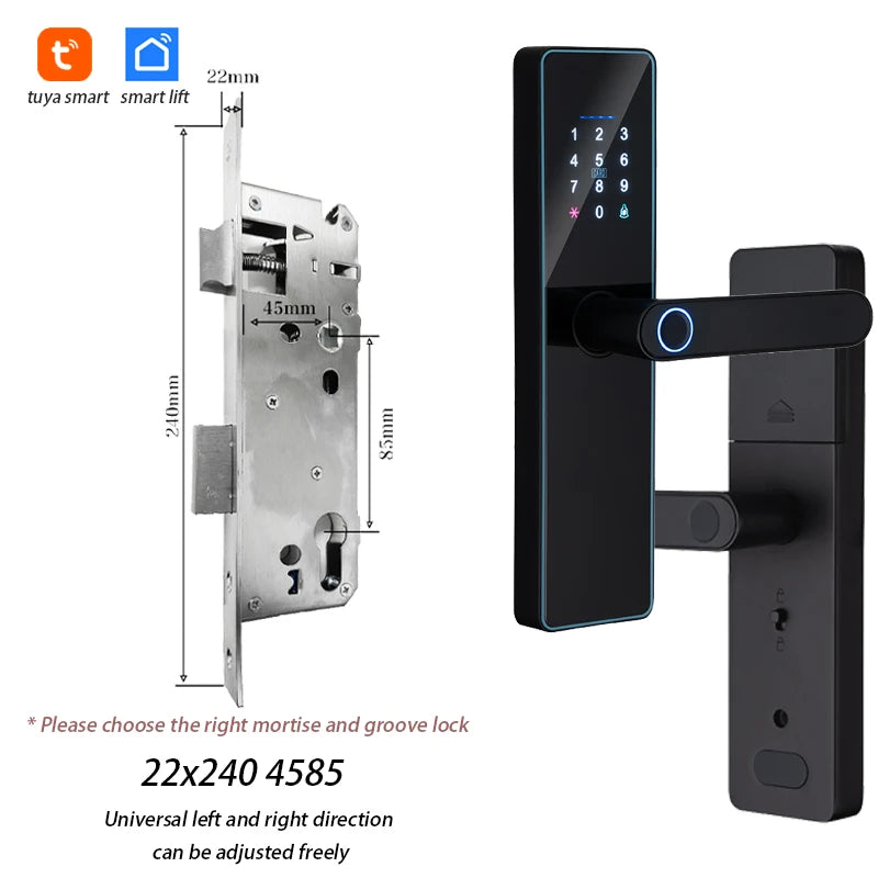 2026 New WiFi Tuya APP Smart Door Lock Remote Unlocking Digital Electronic Smart Home Wooden Door Lock Fingerprint Sound Quiet