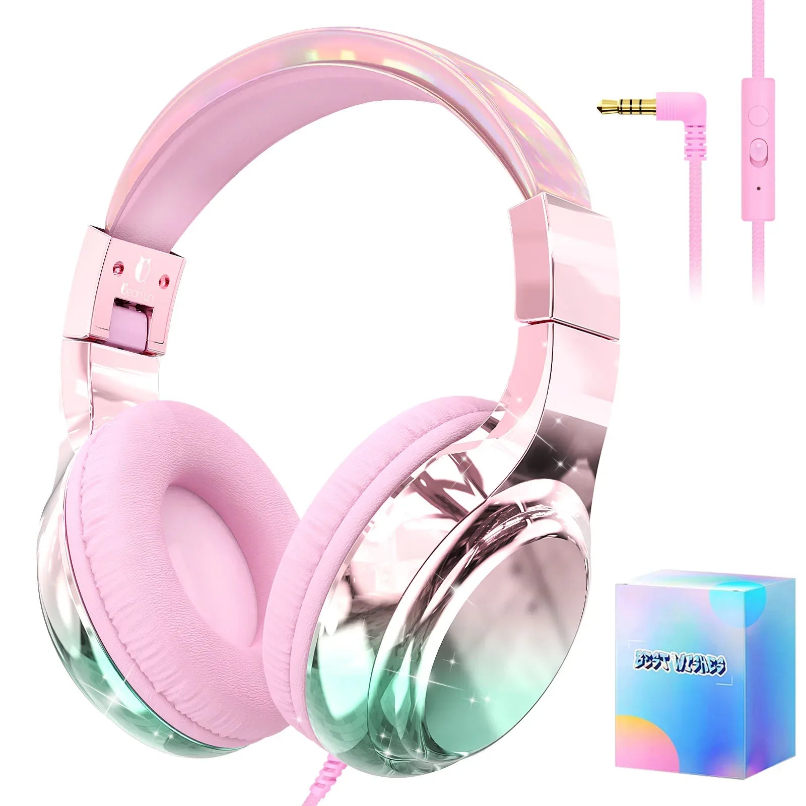 Tidesmit Kids Wired Headphones with Volume Limit and Built-in Mic Pink with Box China Mainland Tidesmit