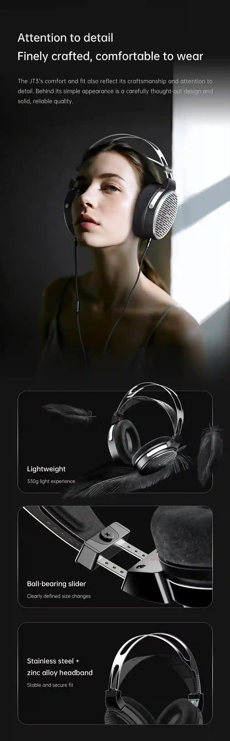Open-Back Headphones 50mm Dynamic Driver with Detachable Mic - Tidesmit Tidesmit