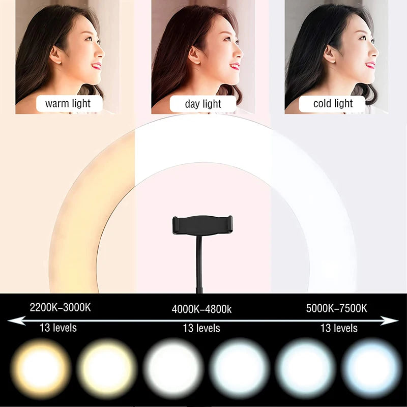LED Ring Light for Video Recording & Streaming - 16cm to 33cm Options Tidesmit