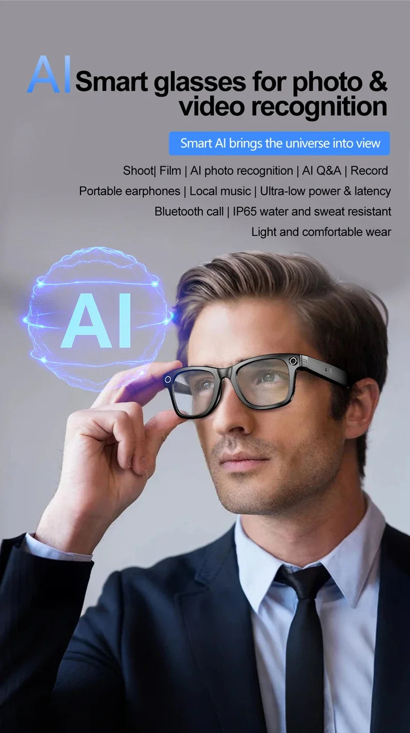 Tidesmit Smart Audio Glasses with AI Camera and Spatial Bluetooth Connectivity Tidesmit