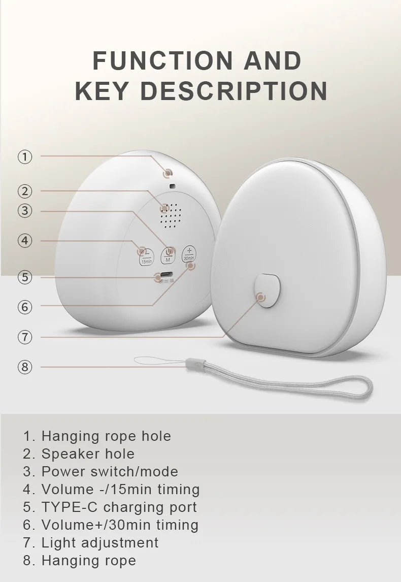 RGB Sleep White Noise Machine with Soothing Sound Touchable Rechargeable LED Night Light Relaxing Audio & Sleep Lamp for Baby