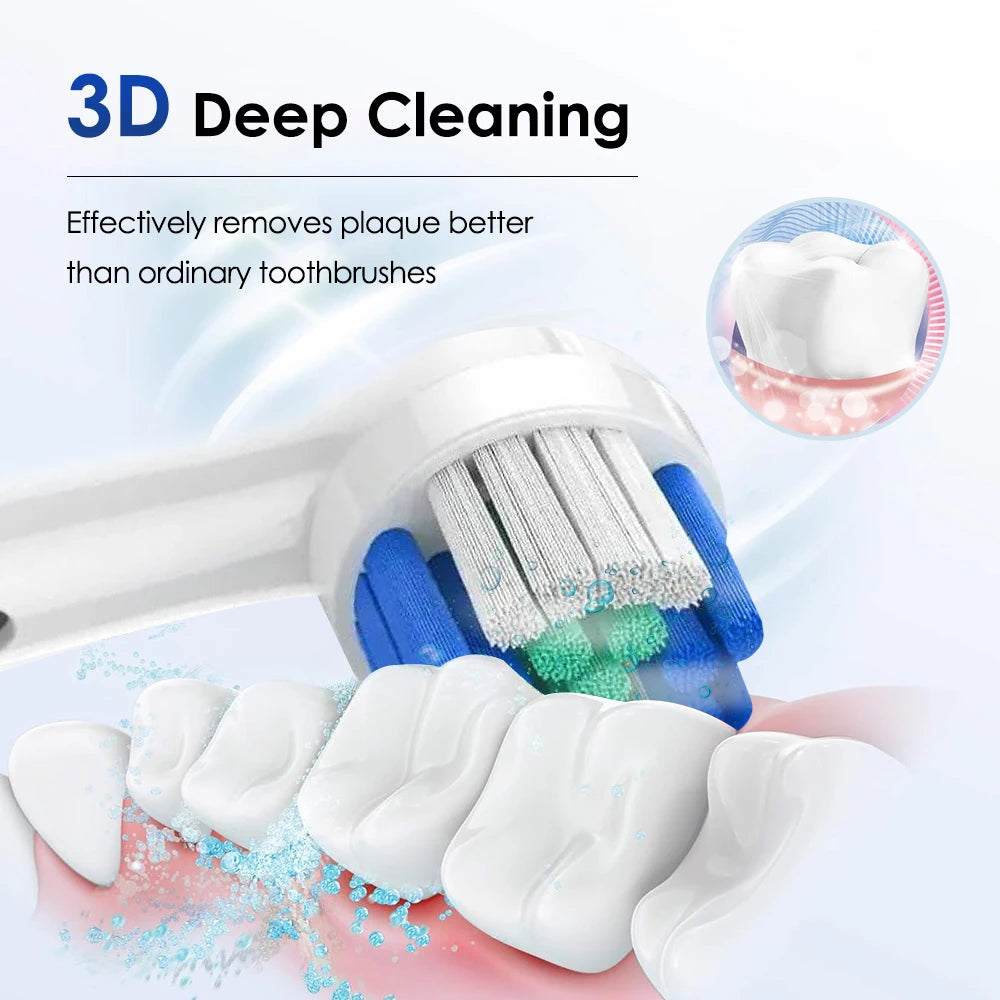 Electric Toothbrush Deep Clean Whitening Teeth for Adult Toothbrush Rotation Ultrasonic Toothbrush with 4 Replacement Heads