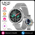 LIGE New Women Watch 1.19" 390*390 AMOLED Display Heart Rate Blood Oxygen Monitoring Bluetooth Call Fashion Diamond Smartwatch