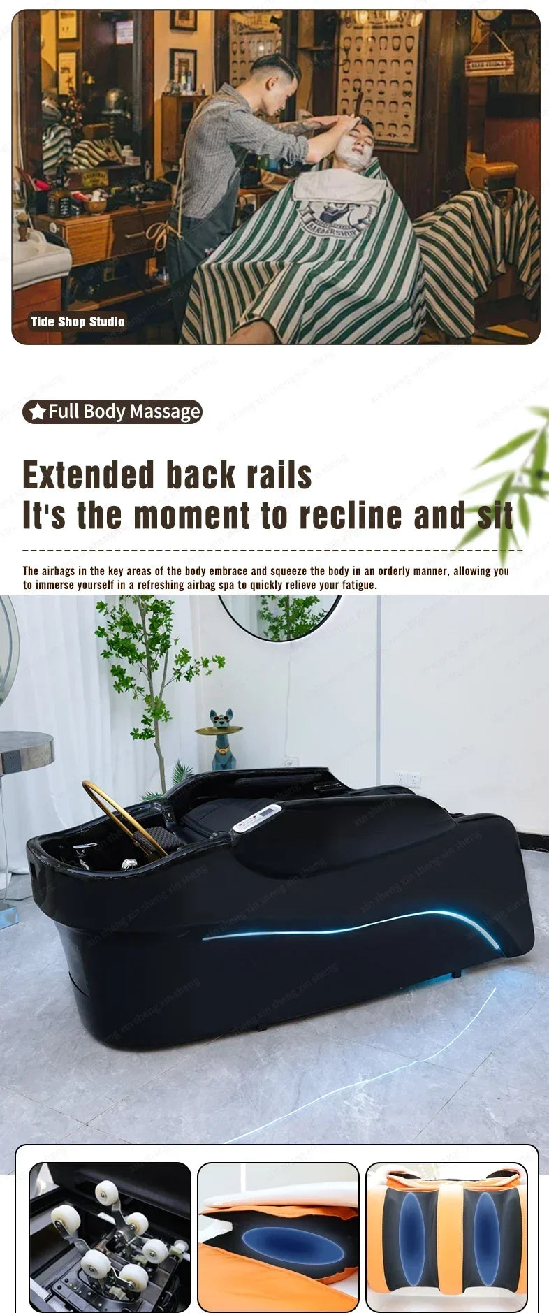 Japanese Shampoo Massage Bed | Ceramic Sink | Tidesmit Salon Furniture Massage Chairs Tidesmit