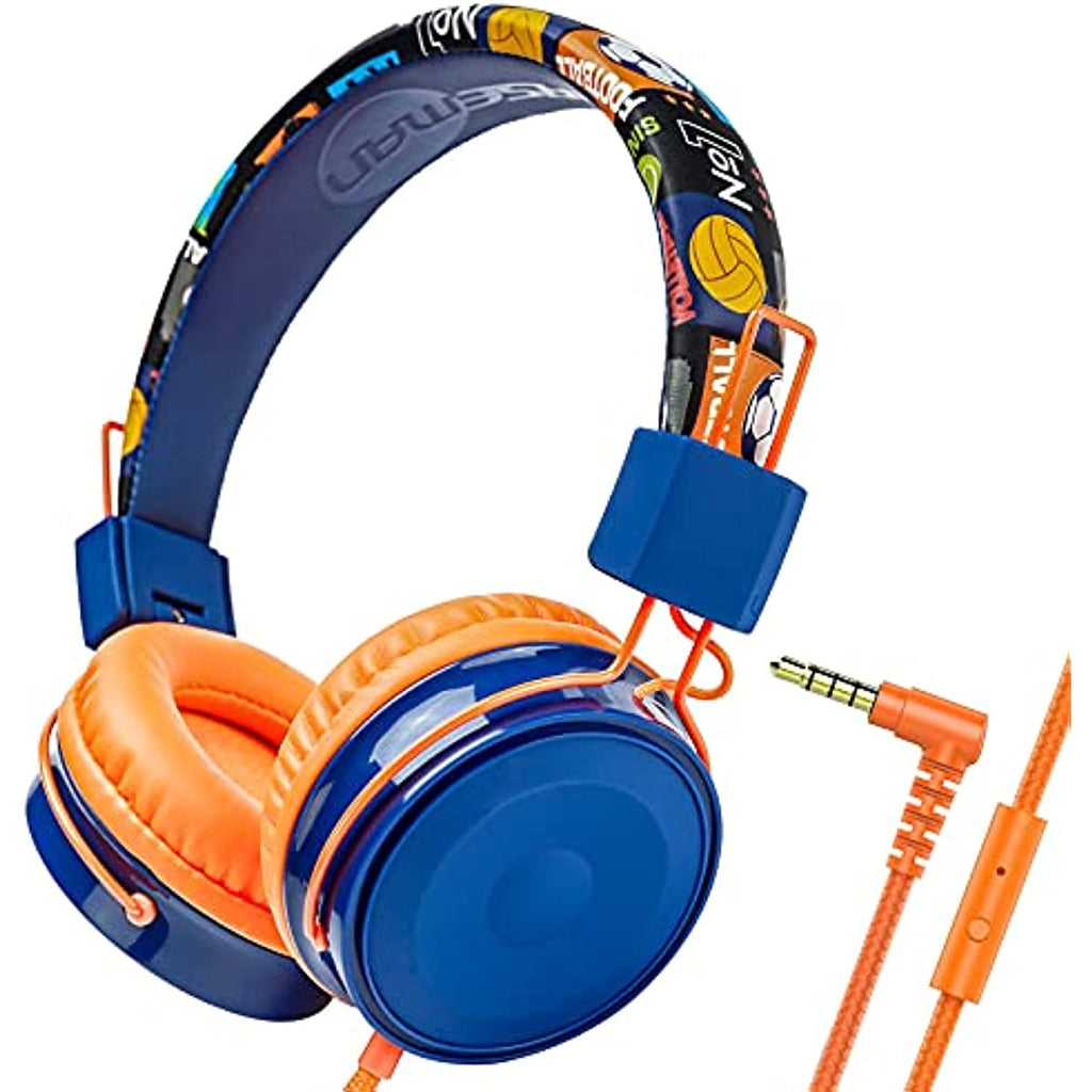 Tidesmit Kids Wired Headphones with Mic - Foldable Adjustable Blue Tidesmit
