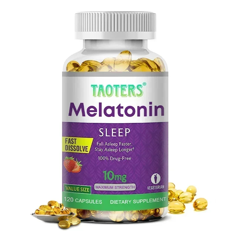 Melatonin capsules 10MG - promotes restful sleep and reduces stress, uninterrupted sleep, antioxidant effect