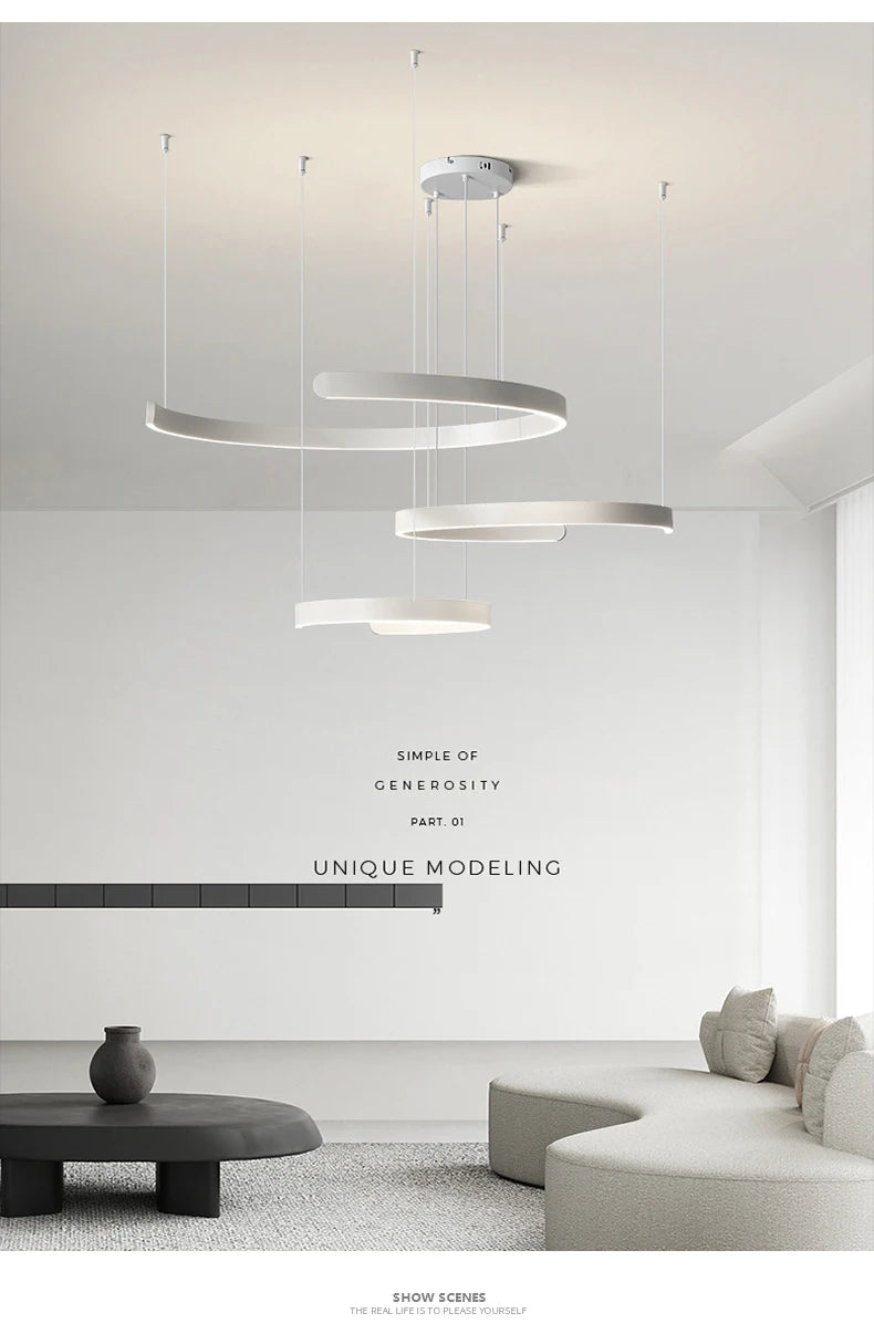 Modern LED Ring Ceiling Chandelier 60cm Black - Minimalist Decor Tidesmit