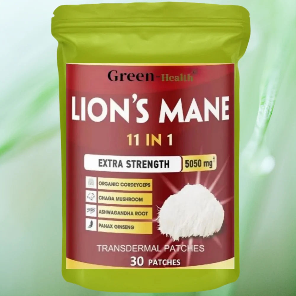 30 Patches11 In 1 Lions Mane Mushroom Transdermal Patches With Cordeyceps, Reishi, Ashwagandha Memory Brain Support