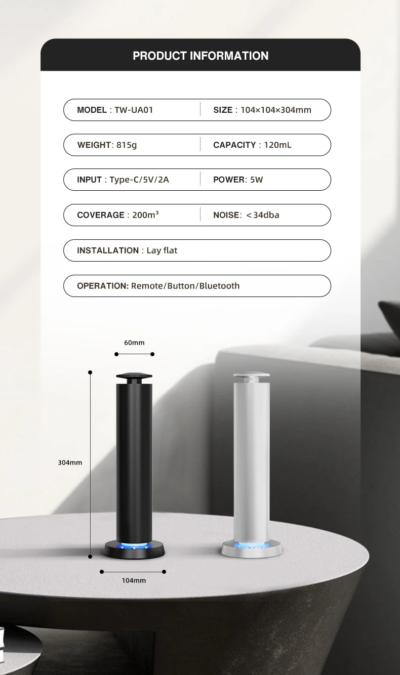 NAMASTE 200m³ Smart Electric Smell Distributor Waterless Home Fragrance Diffuser Rechargeable Aromatherapy Machine Air Diffusion