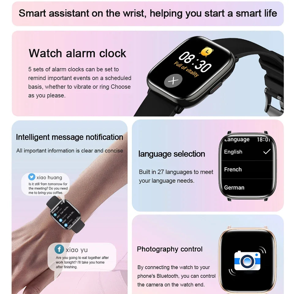 2026 New Smart Watch Full Touch Screen Bluetooth Call AI Voice Heart Rate Waterproof Watches Sports Bracelet Smartwatch Women