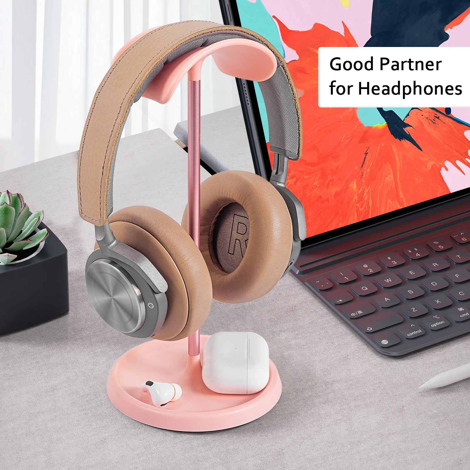 Curved Headphone Stand & Storage Tray for Over-Ear Headphones Tidesmit