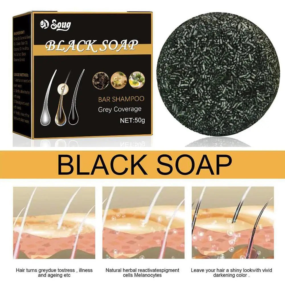 Polygonum Hair Darkening Shampoo Soap Repair Gray White Hair Color To Black Shampoo Soap Hair Nourishing Handmade Shampoo Soap