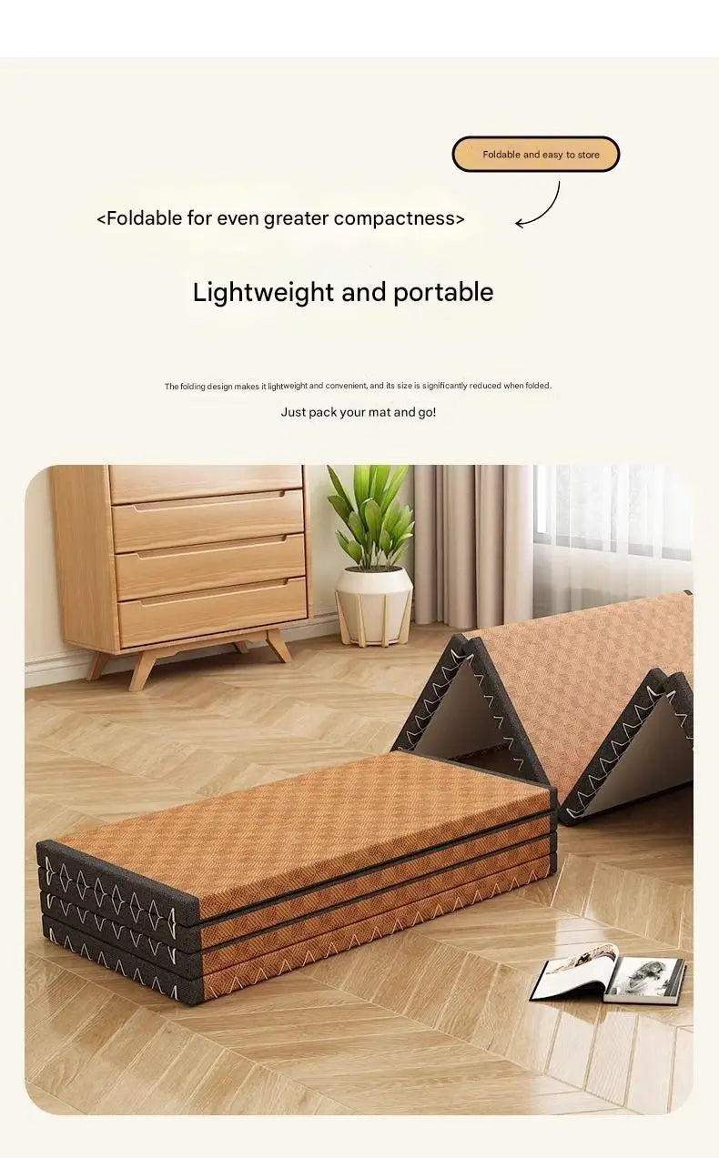 3cm/5cm Thick Japanese Style Folding Tatami Mattress with Artificial Rattan Surface Coir Core for Yoga Meditation Cooling Mat