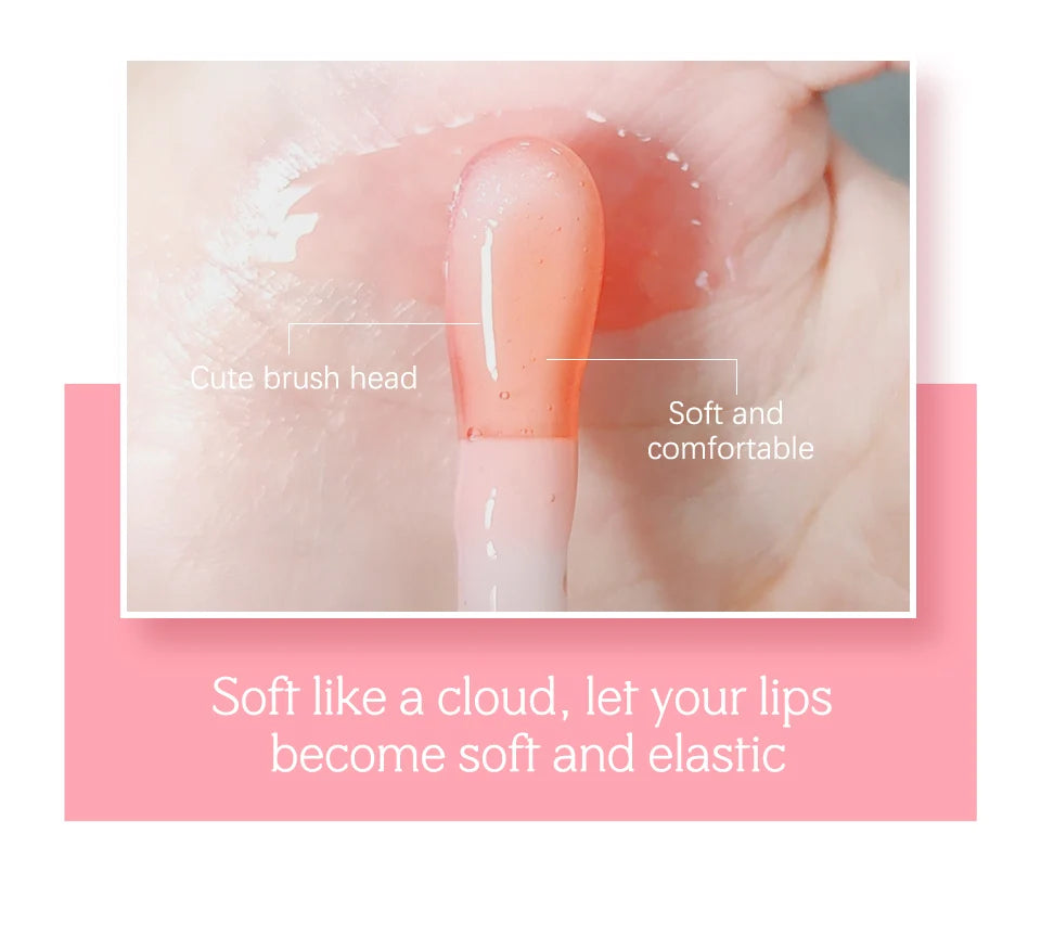 Moisturizing crystal jelly lip gloss with a soft, cloud-like applicator brush for plumping, tinted lip makeup.