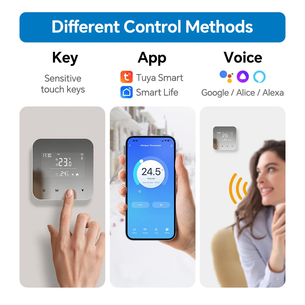 WiFi Thermostat for Boiler Battery Powered Accurate Heating Cooling Control for Your Home Compatible with Alexa Google Alice