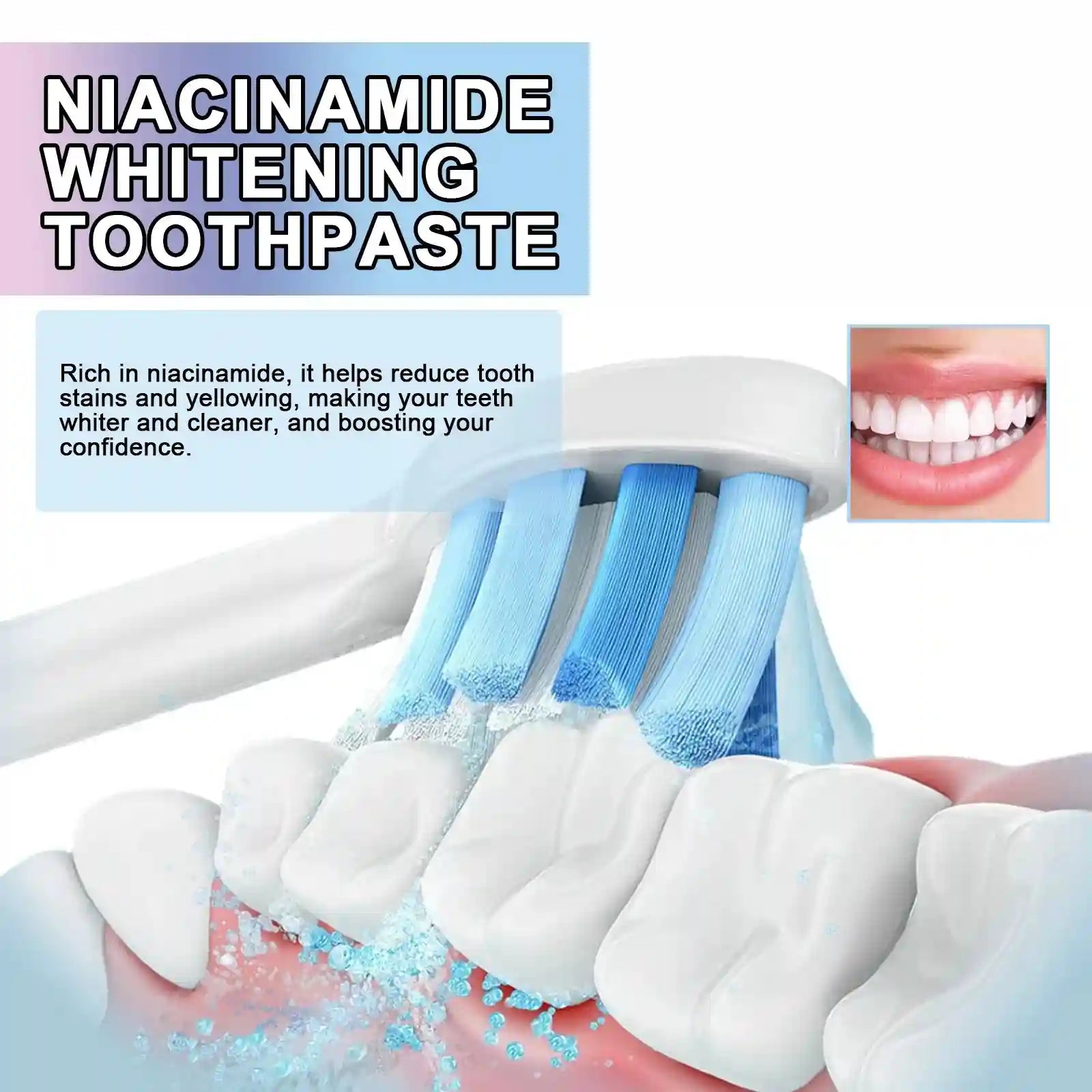 Tidesmit Niacinamide whitening toothpaste for stain removal, sensitive teeth strengthening, and fresh mint breath.