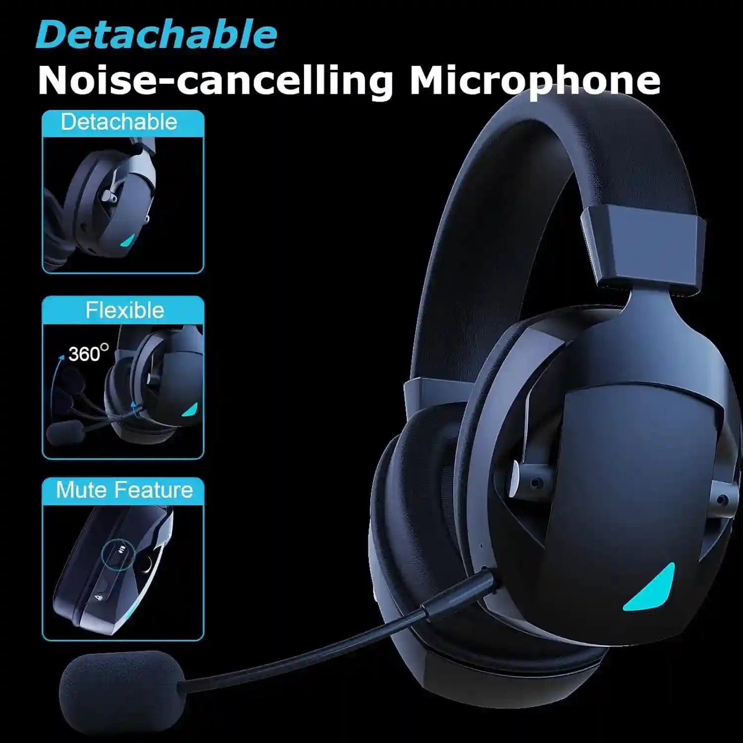 Tidesmit Wireless Gaming Headset with Mic - 3-Mode Low Latency Audio Tidesmit
