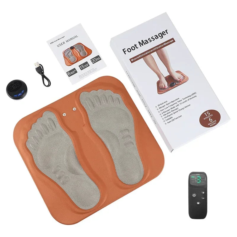 Electric Foot Massager Pad | Portable EMS Muscle Relaxer by Tidesmit Relaxation Treatment Withe Remote Control Tidesmit