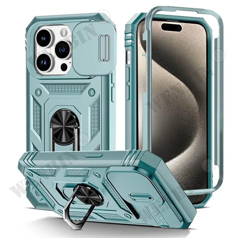 iPhone 16 Pro Max Case with Kickstand and Camera Guard Protection Green Tidesmit