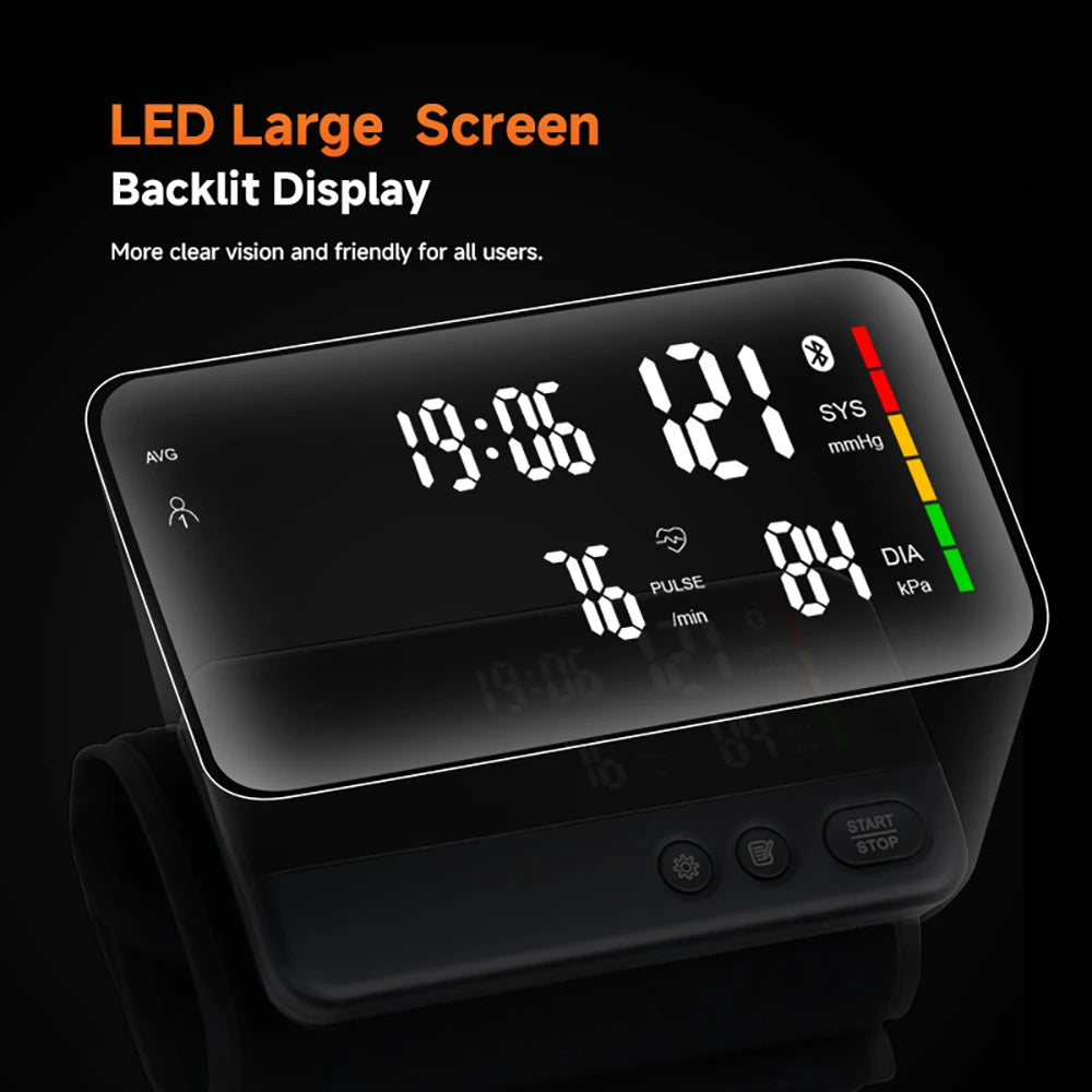Bluetooth Digital Blood Pressure Monitor Supports English, Spanish LCD Display, Rechargeable Upper Arm Blood Pressure Monitor