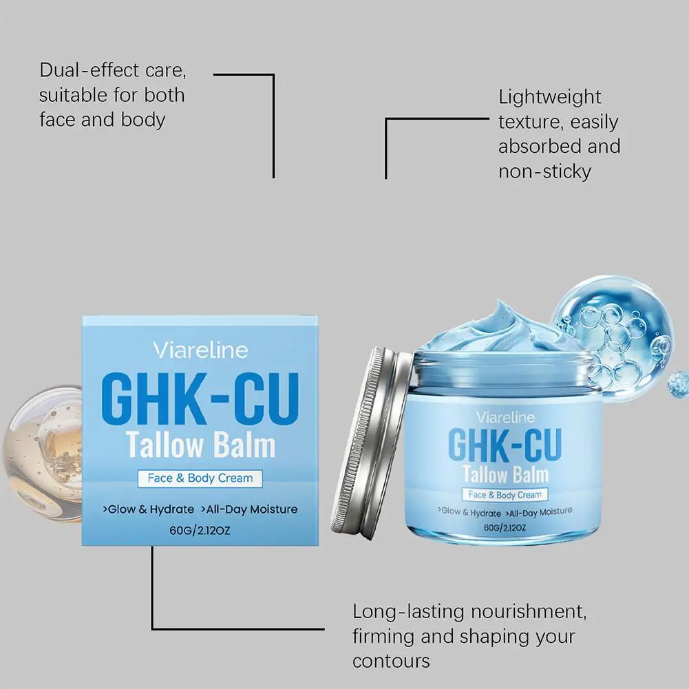 Copper Peptide Infused Tallow Moisturizer Natural Blue Balm Hydrating Brightening Face Body Care For Mature Dry Skin Types