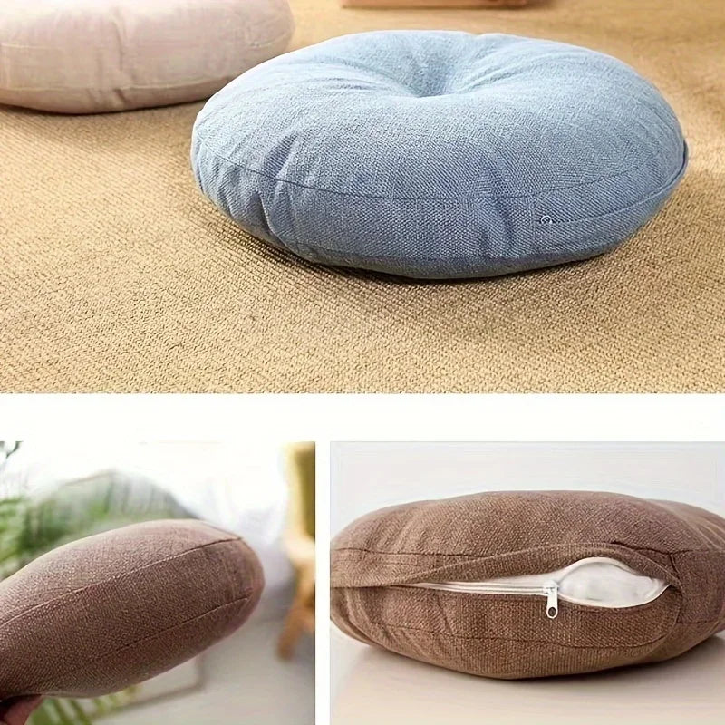 Thick Round Cushion,Soft & Comfortable Full-Filled Meditation Yoga Pillow, Bohemian Zen Home Decor in Vibrant Orange