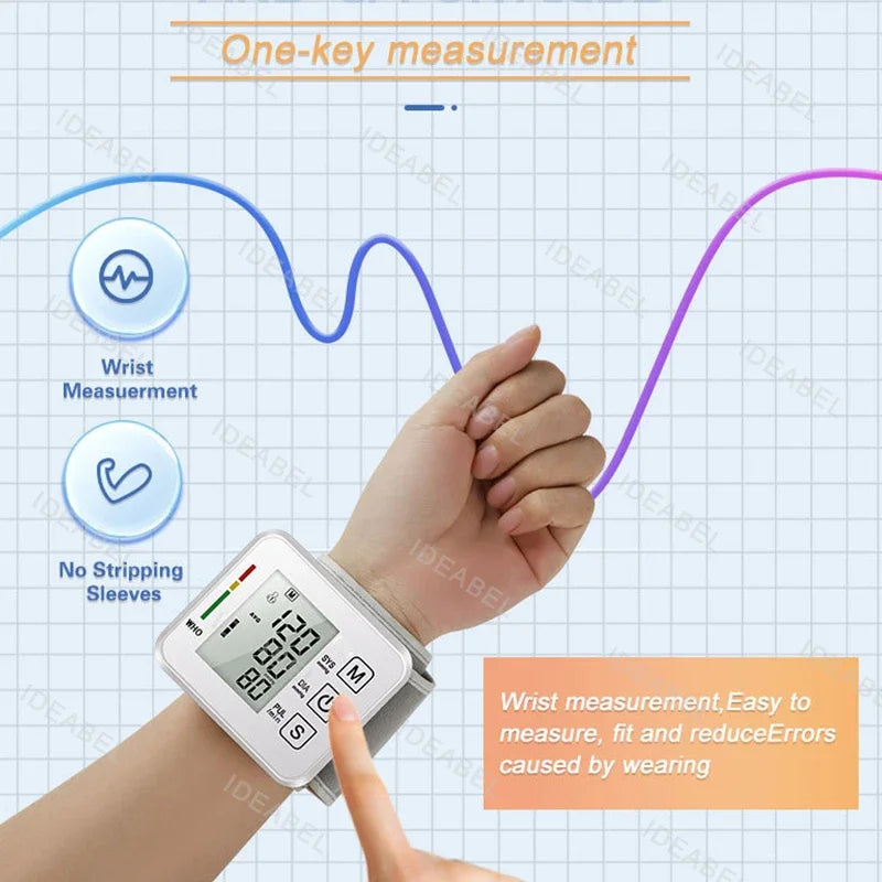 IDEABEL Voice Tonometer Tensiometer Heart Rate Pulse Meter BP Monitor Digital Wrist Blood Pressure Monitor Sphygmomanometer