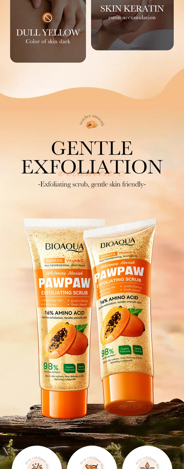 Papaya Vitamin C Exfoliating Scrub - Deep Cleansing Natural Skincare Scrubs Treatments Tidesmit