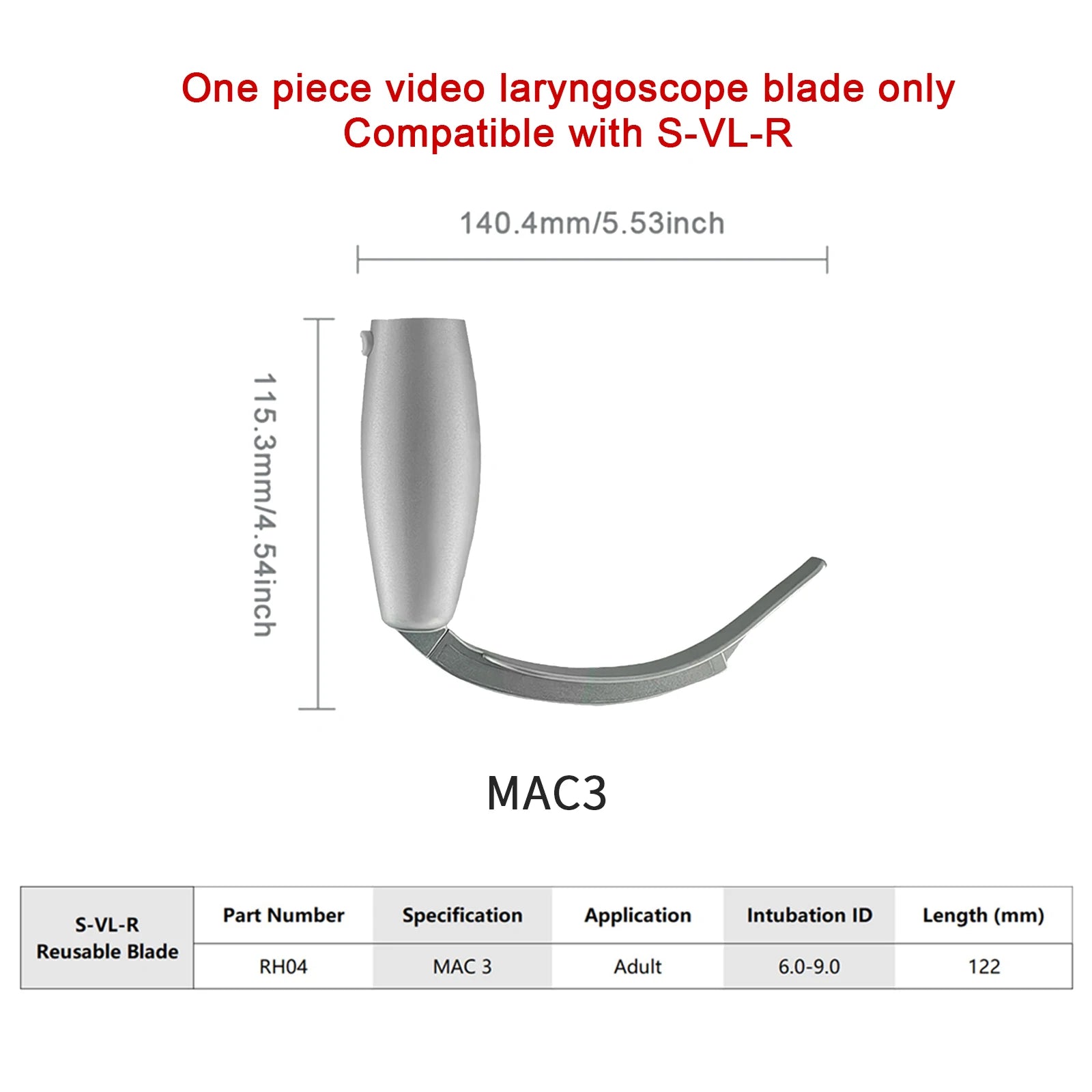 Accessories for Video Laryngoscope Stainless Steel Blades, Laryngeal Mask Airway, guide wire, and Screen