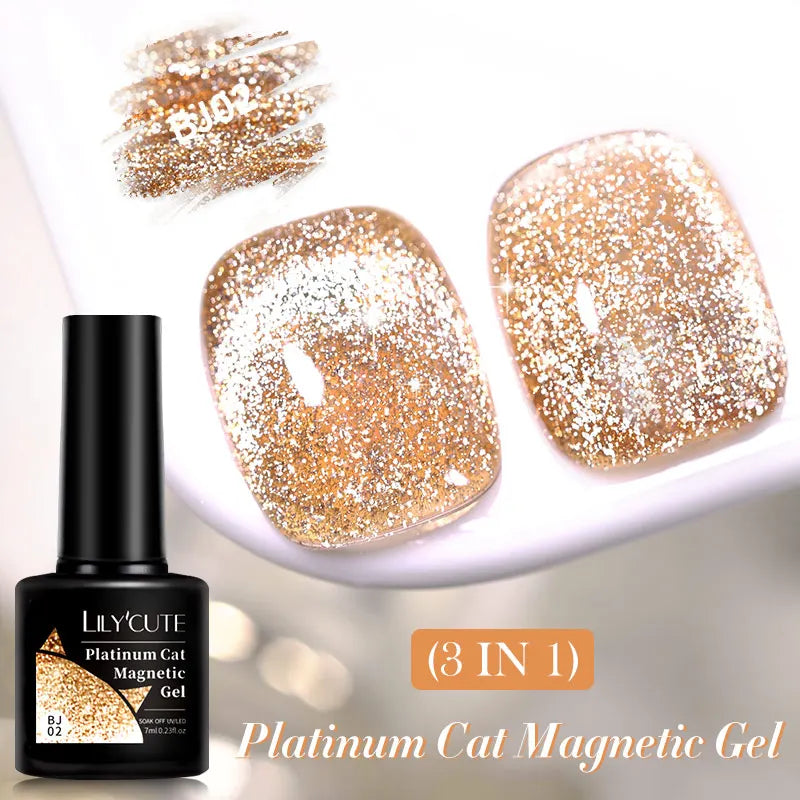 Magnetic Cat Eye Gel Nail Polish – Reflective UV Soak Off Kit Permanent Makeup Machines LC-BJ02 Tidesmit