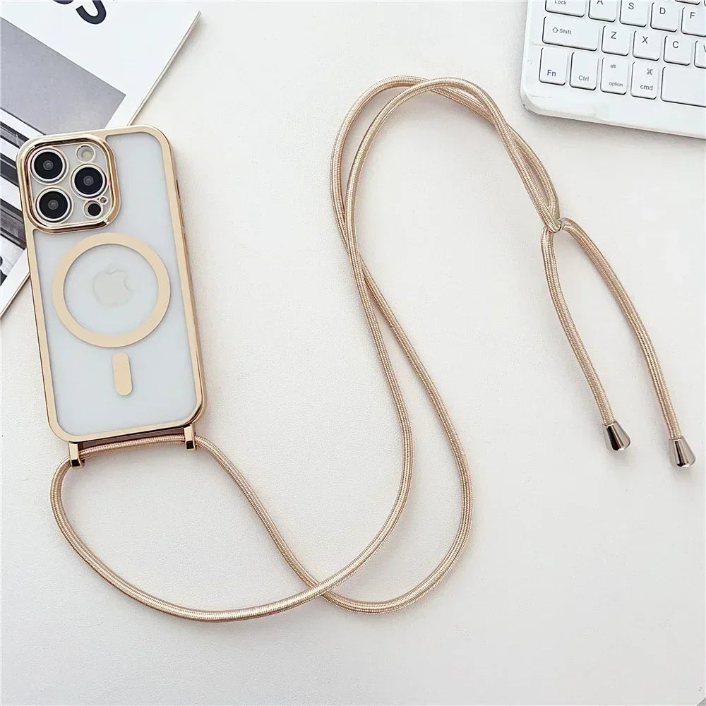 Crossbody Phone Case for iPhone 16 Pro Max with Adjustable Lanyard Gold Tidesmit