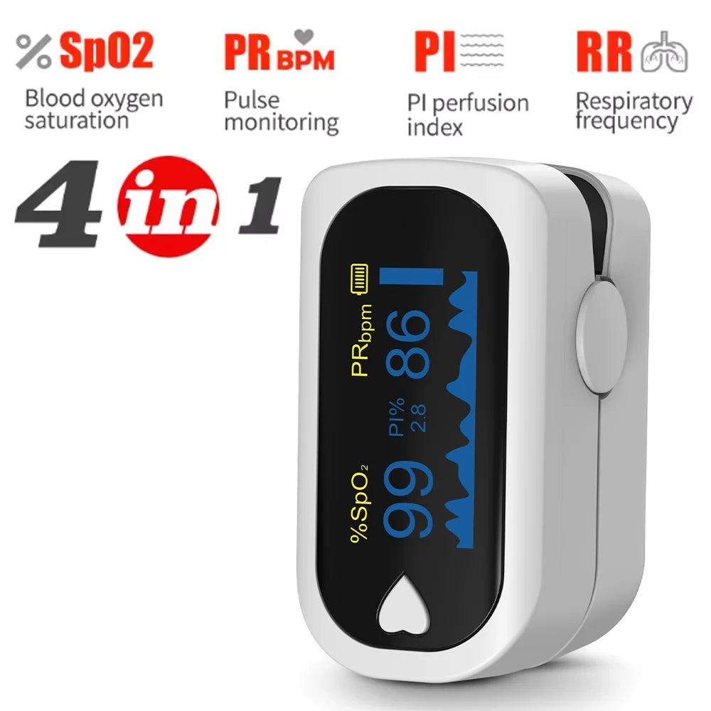 Finger Pulse Oximeter OLED Blood Oxygen Saturation Heart Rate Monitor Oxymeters Medical With Respiratory Digital Oximeter