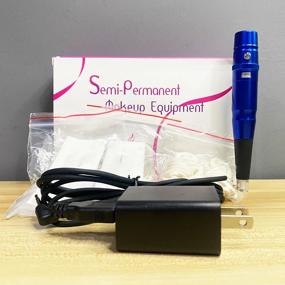 PMU Machine: Swiss Motor Rotary Tattoo Pen Kit for Precise Microblading Permanent Makeup Machines Blue Tidesmit
