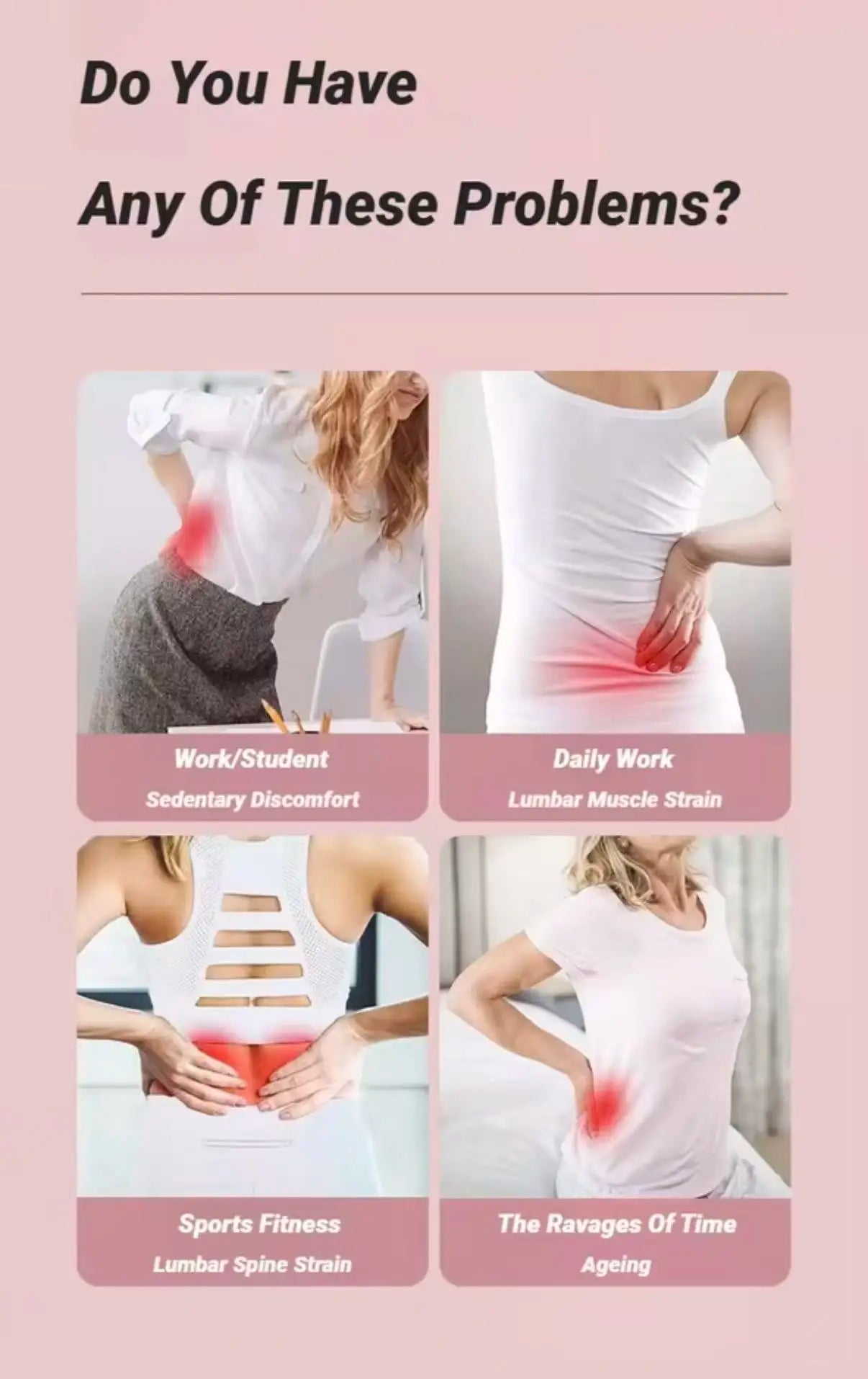 Back Massager for Lower Back Pain Relief - Rechargeable Spinal Stretcher Back Massage Instrument Tidesmit