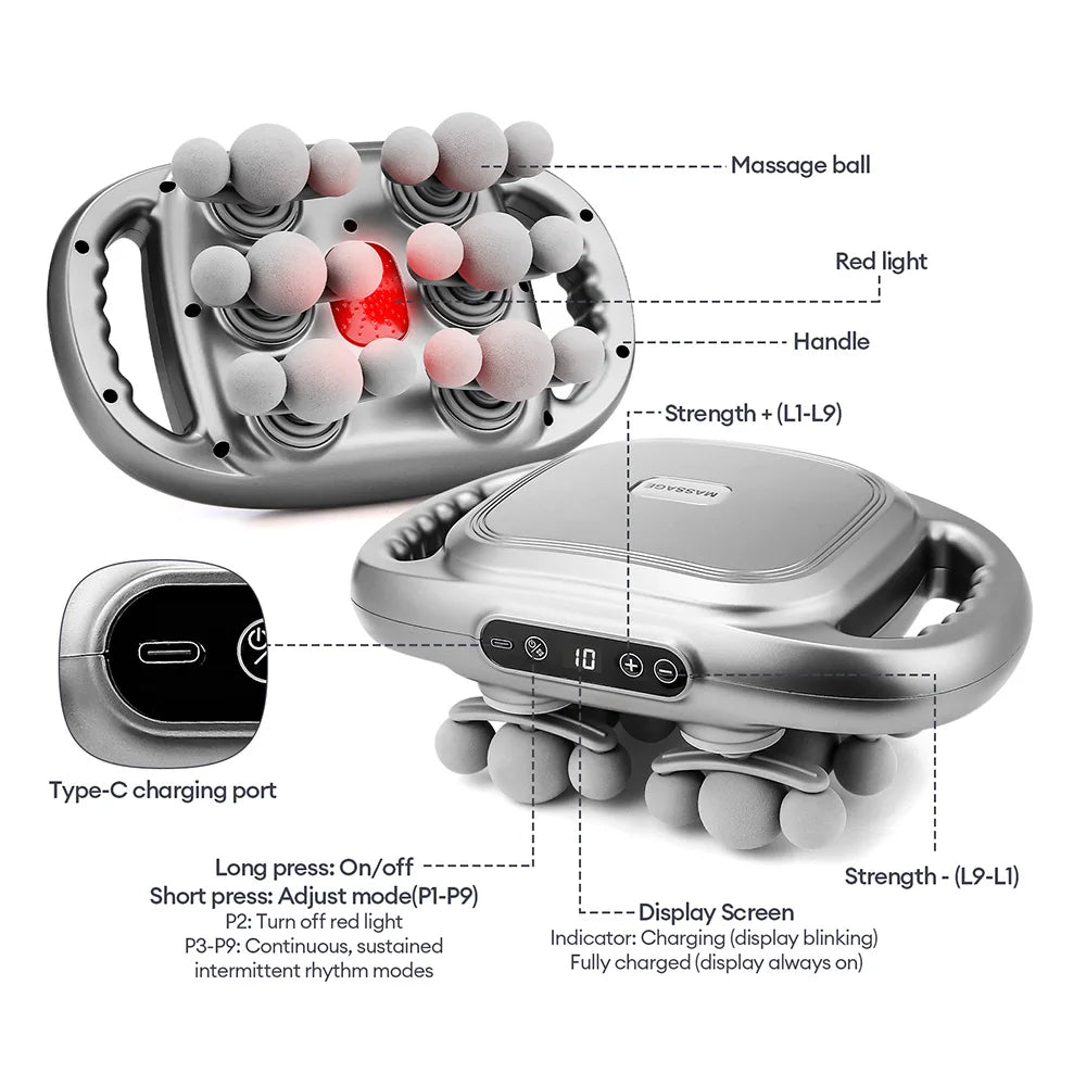 Deep Tissue Massage Gun with 99 Speed Settings and Heat Therapy Back Massage Instrument Tidesmit